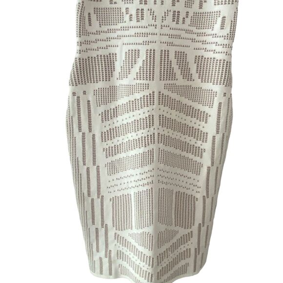 Ronny Kobo White and Nude Tribal Design Bandage Midi Dress Size Bodycon Small - Picture 7 of 13